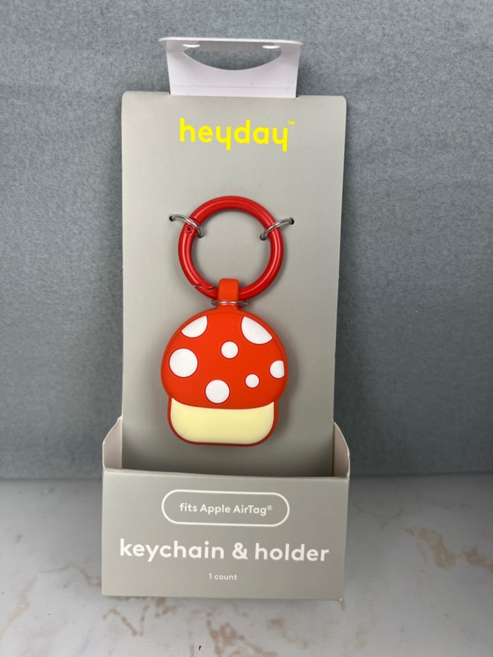 Heyday Mushroom Apple AirTag Silicone Keychain & Holder Target Carabiner Clip